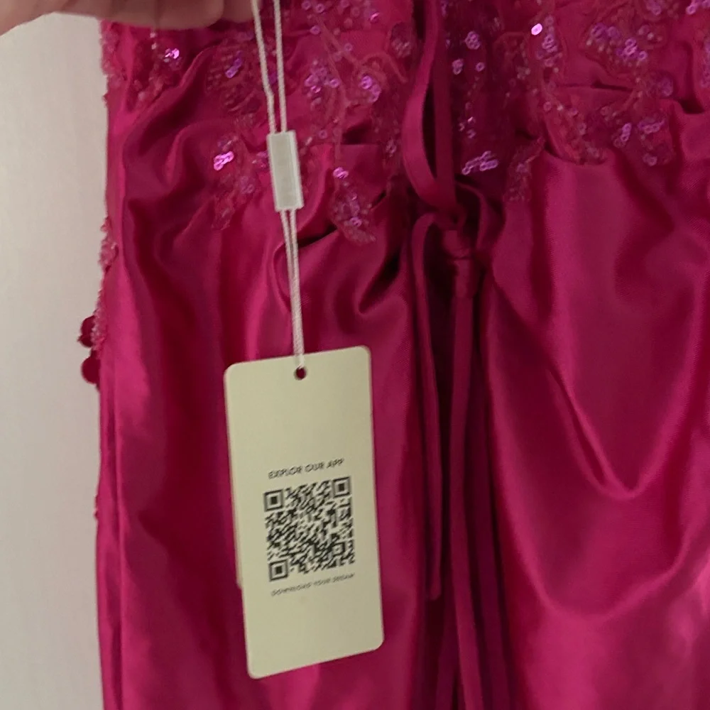 Hot Pink Ruched Cocktail Dress - Picture 4 of 6